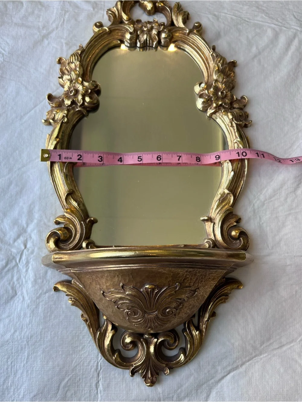 Vintage Syroco Ornate Gold Mirror Shelf Hollywood Regency Glam